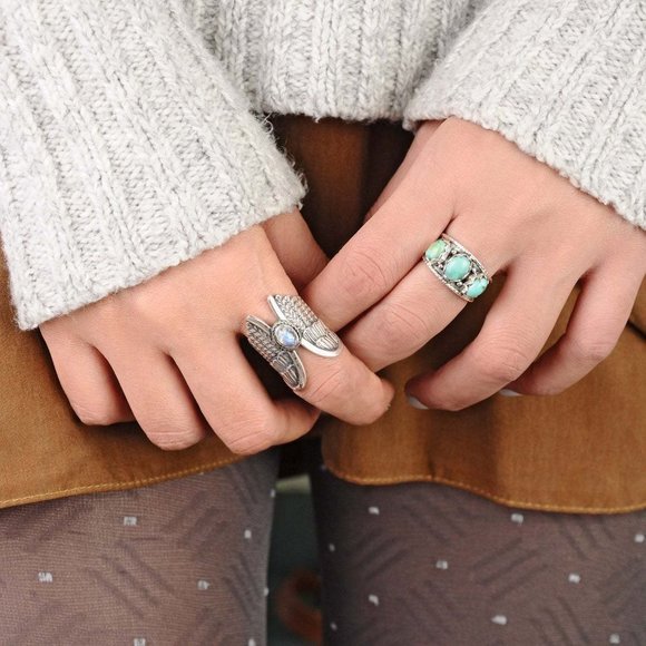 🍁925 Silver Plated New Arrival Angel Wings Rings For Women MLNN1290